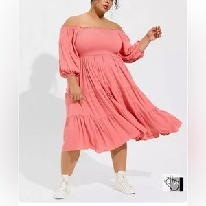 TORRID Elegant Pink Off-Shoulder Dress. (NWT)